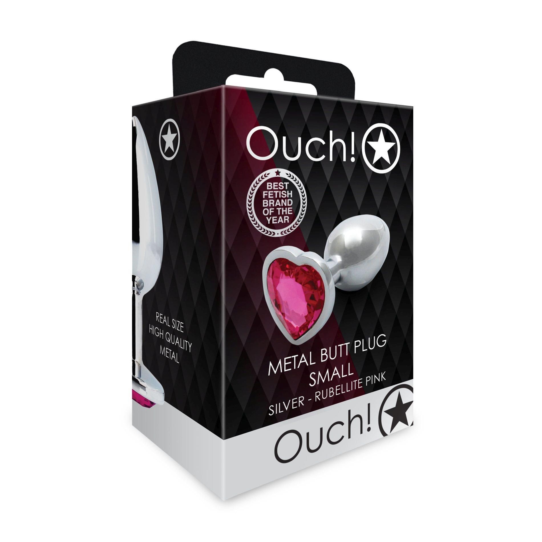 Korek analny Ouch! Heart Gem Butt Plug Small, 6,9 cm (srebrny)