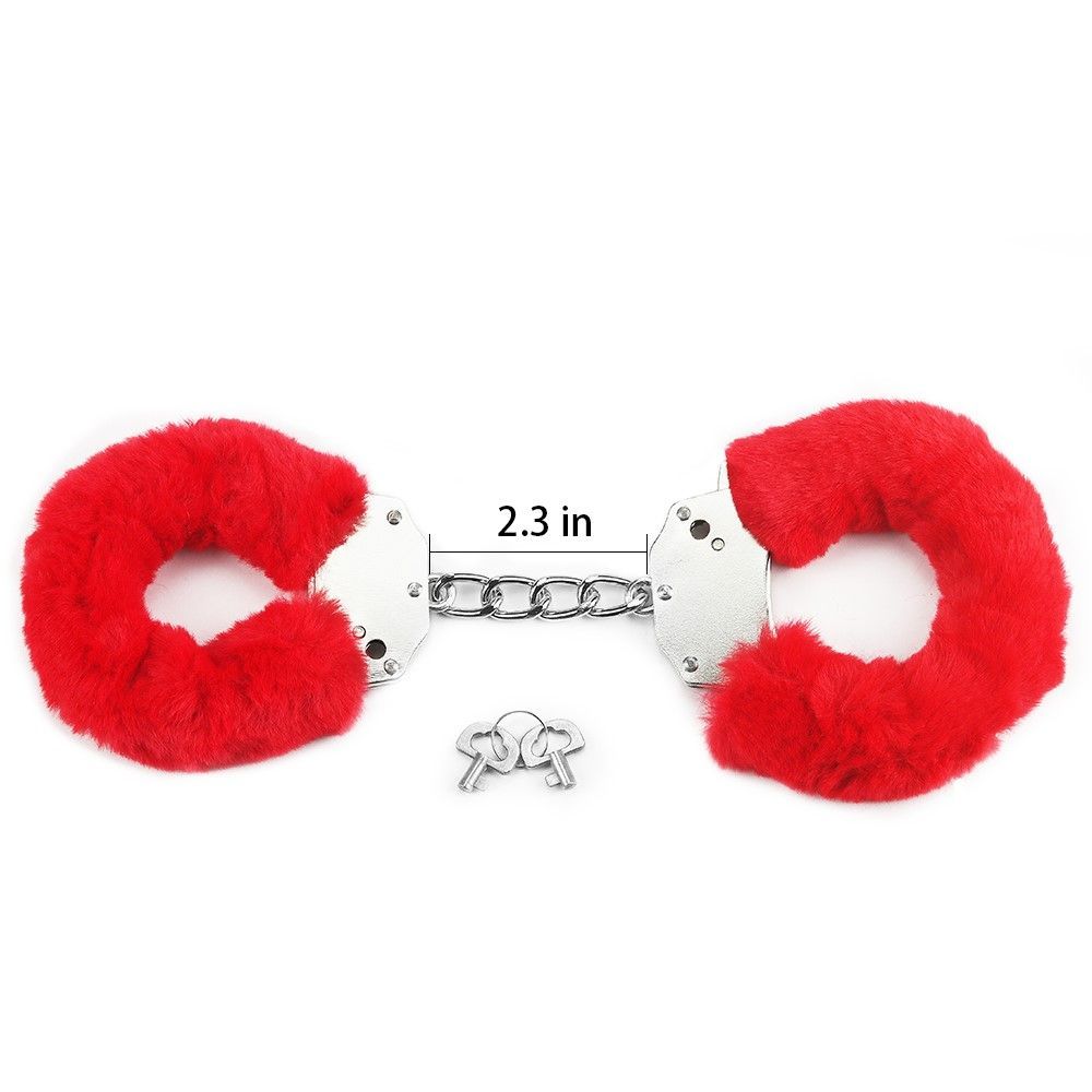 Lovetoy Fluffy Handcuffs - Kajdanki, Czerwony