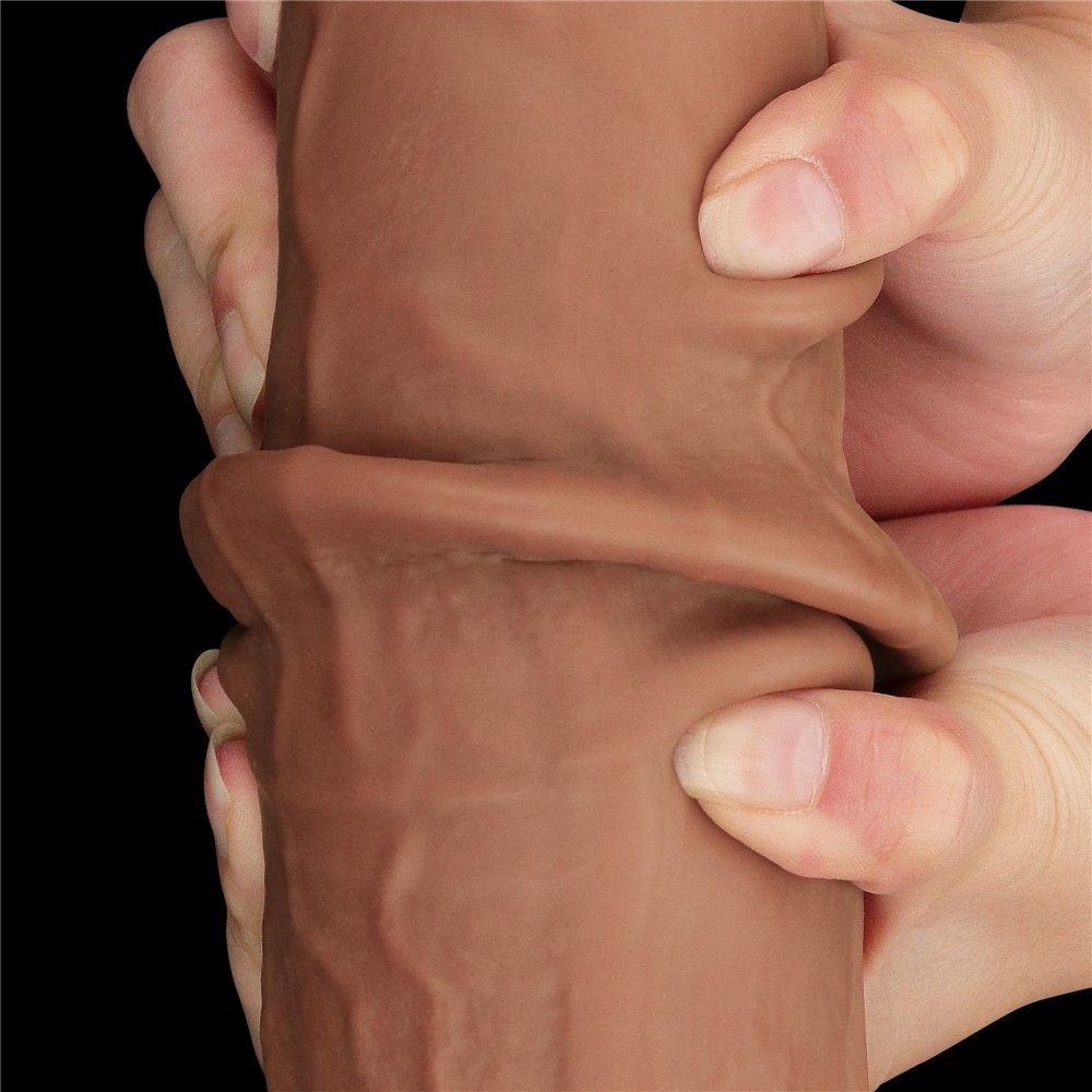 Фаллоимитатор LoveToy Sliding-Skin Dual Layer Dong King Sized, 34 см (коричневый)