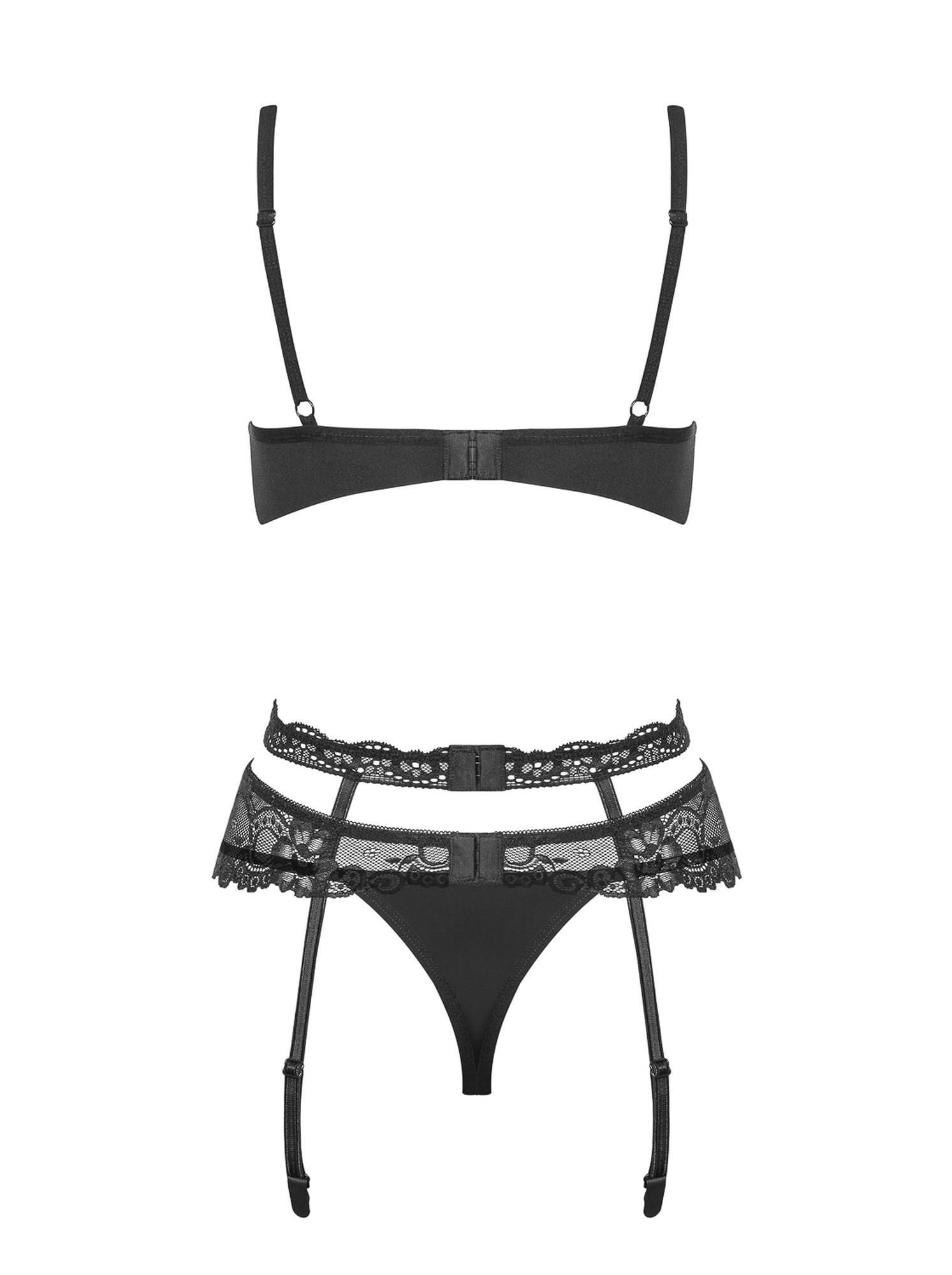 Комплект белья Obsessive Heartina, L/XL (черный)