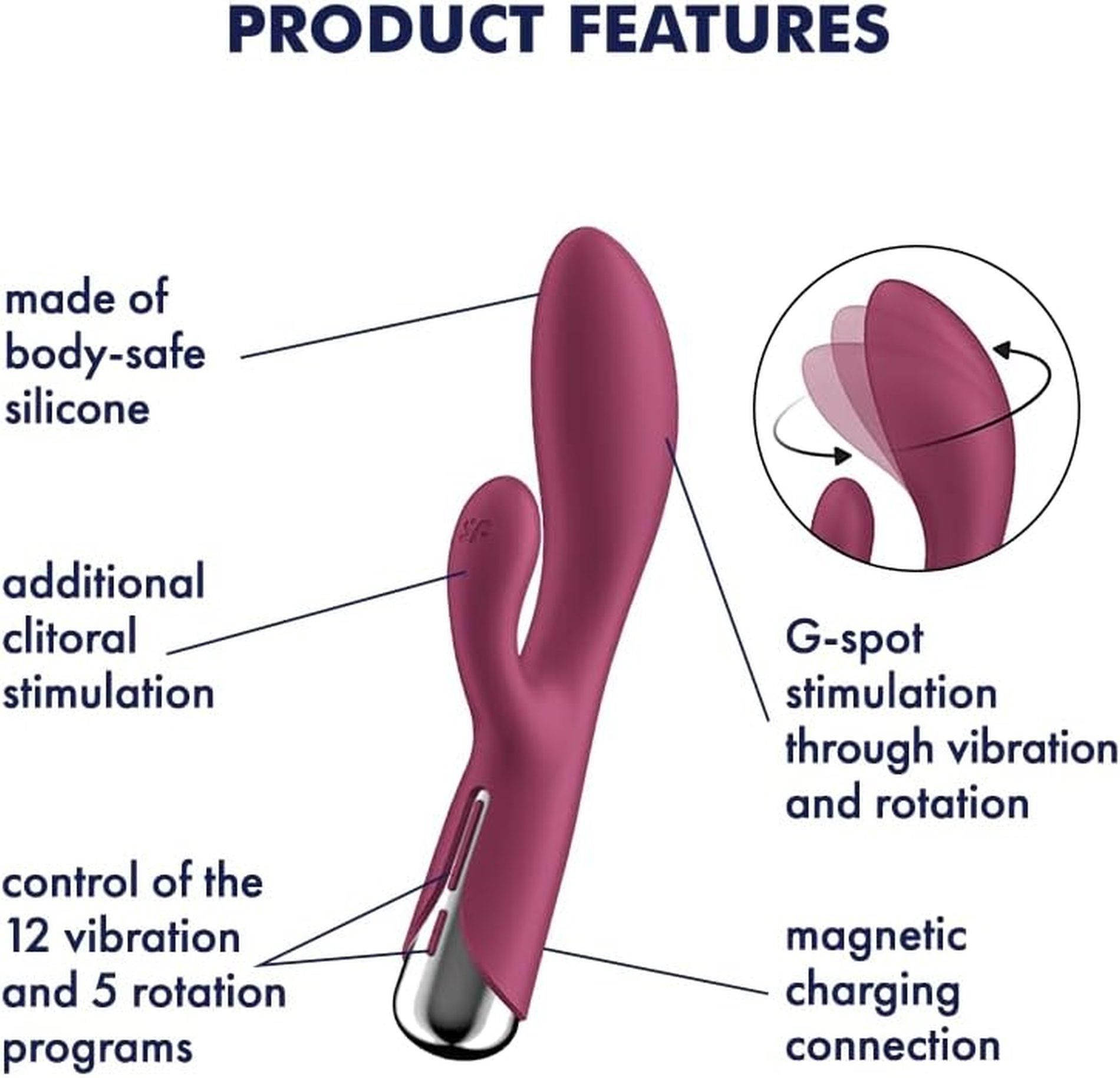 Вибратор-кролик Satisfyer Spinning Rabbit 1, 20 см (бордовый)