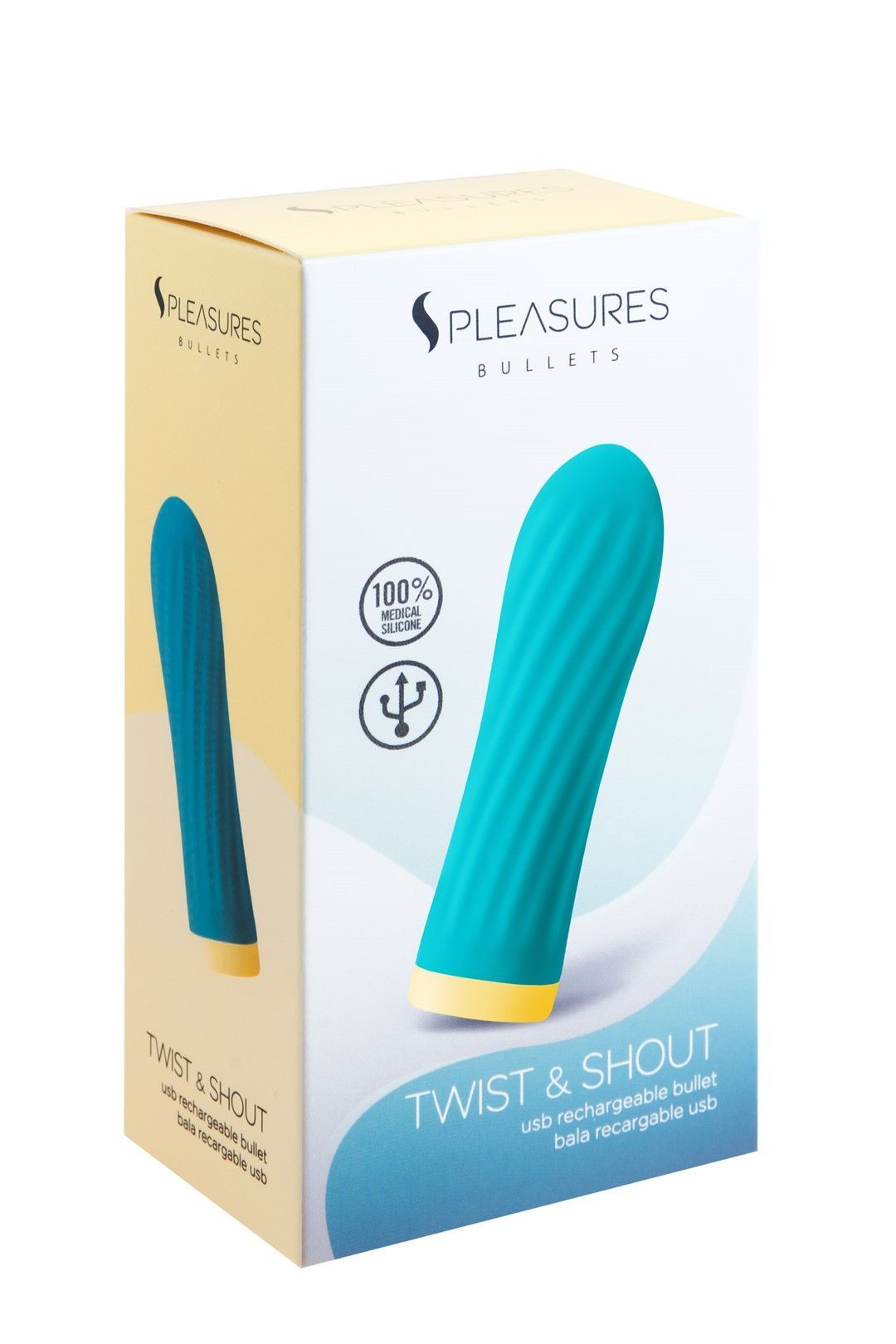 Вибратор для клитора Pleasures Bullets Twist & Shout, 8,5 см (бирюзовый)
