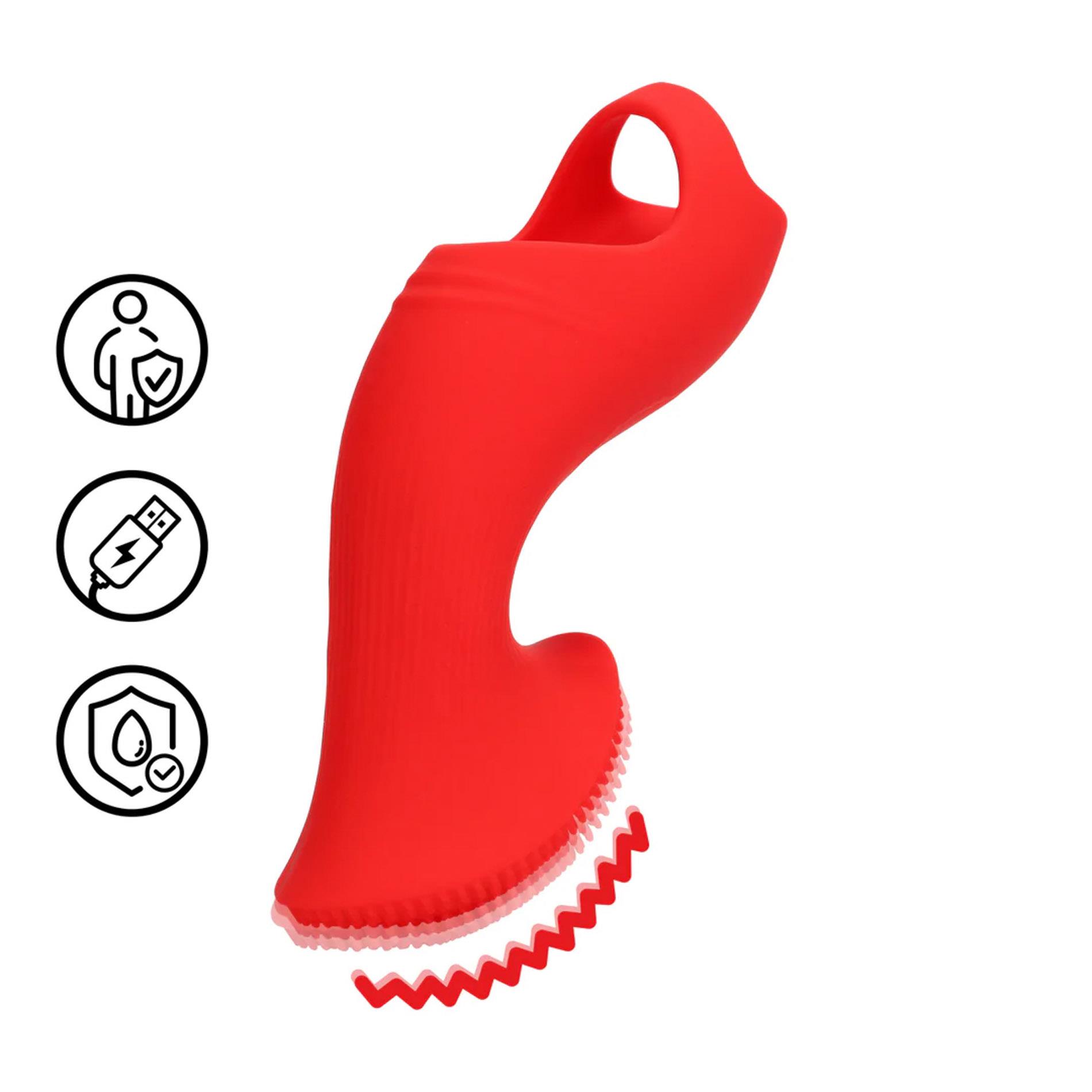 Вибратор на палец Loveline Textured Finger, 11.7 см (красный)