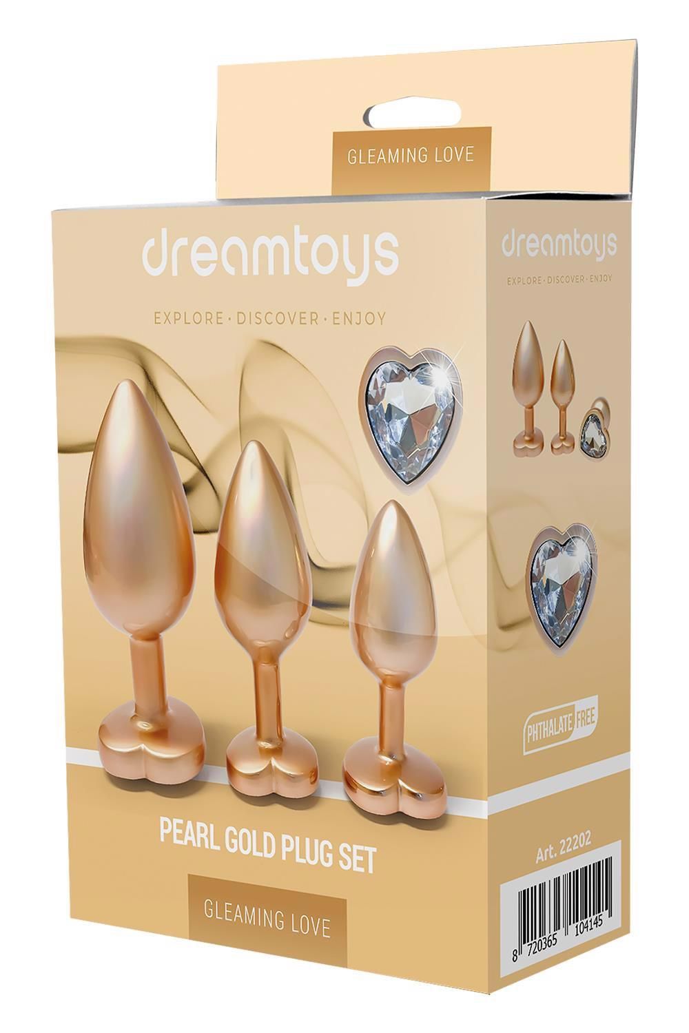 Zestaw korków analnych Dream Toys Gleaming Love Set, 3 szt (złoto)