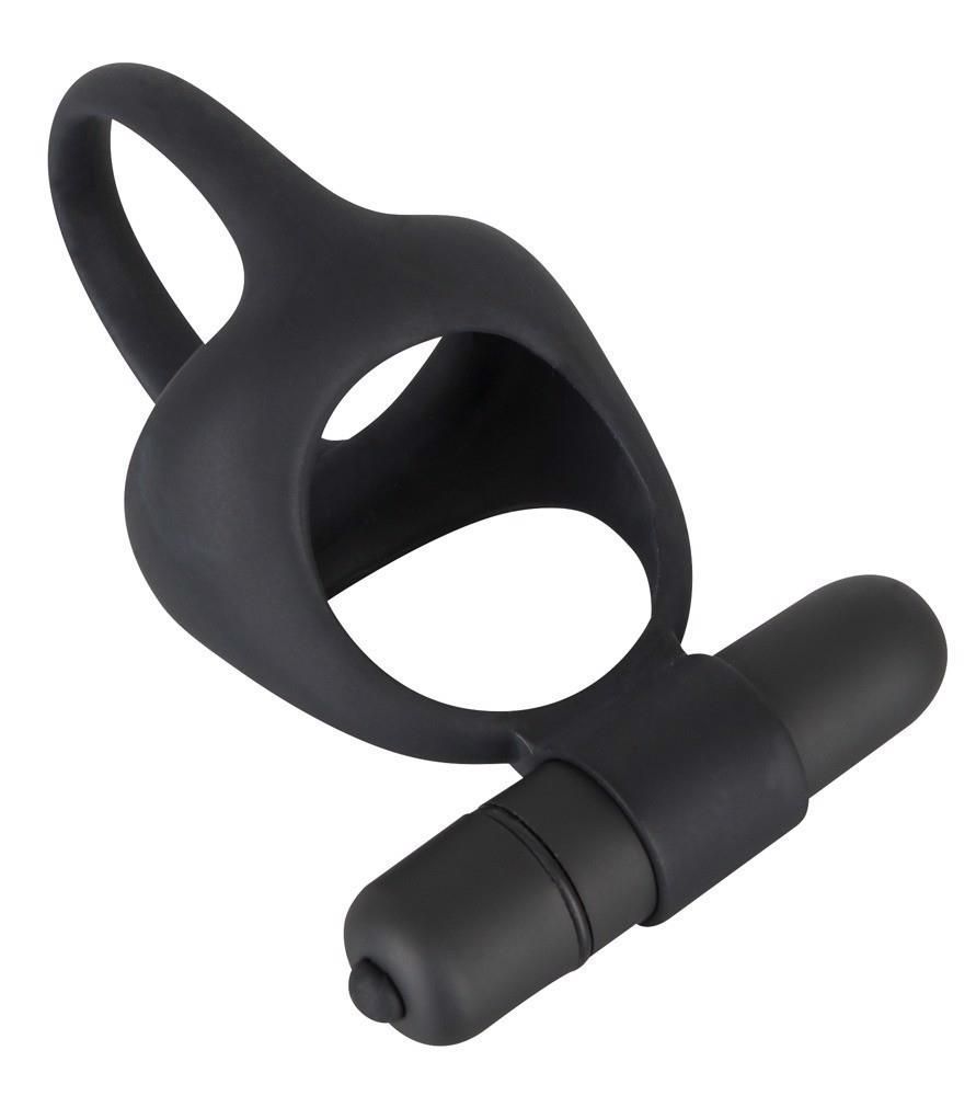 Виброкольцо Black Velvets Cock & Ball Ring, 7 см (черный)