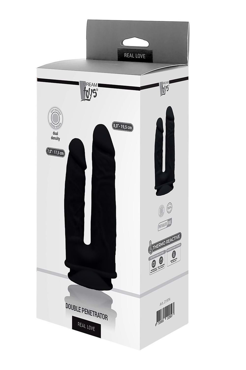 Подвійний фалоімітатор Real Love Double Penetrator, 19.5 см (чорний)