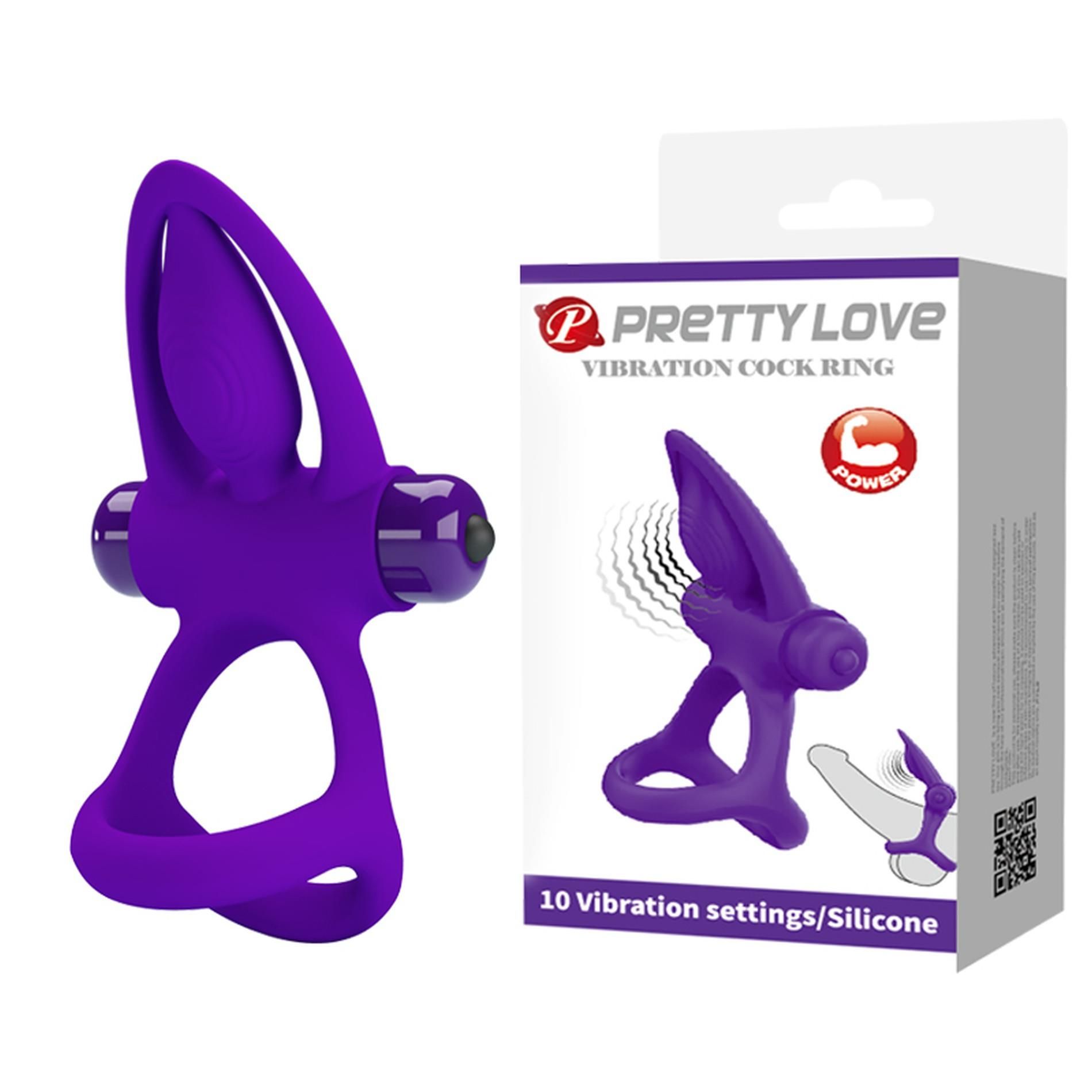 Эрекционное кольцо Pretty Love Vibration Cock Ring, 9,9 см (фиолетовый)