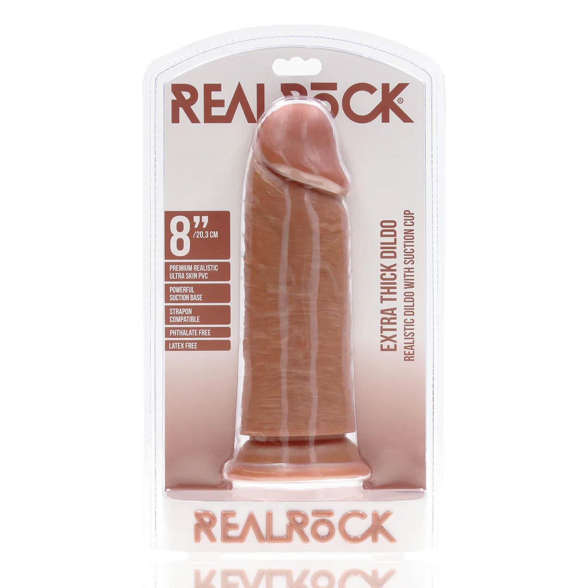Фаллоимитатор RealRock Extra Thick Straight, 20.3 см (коричневый)