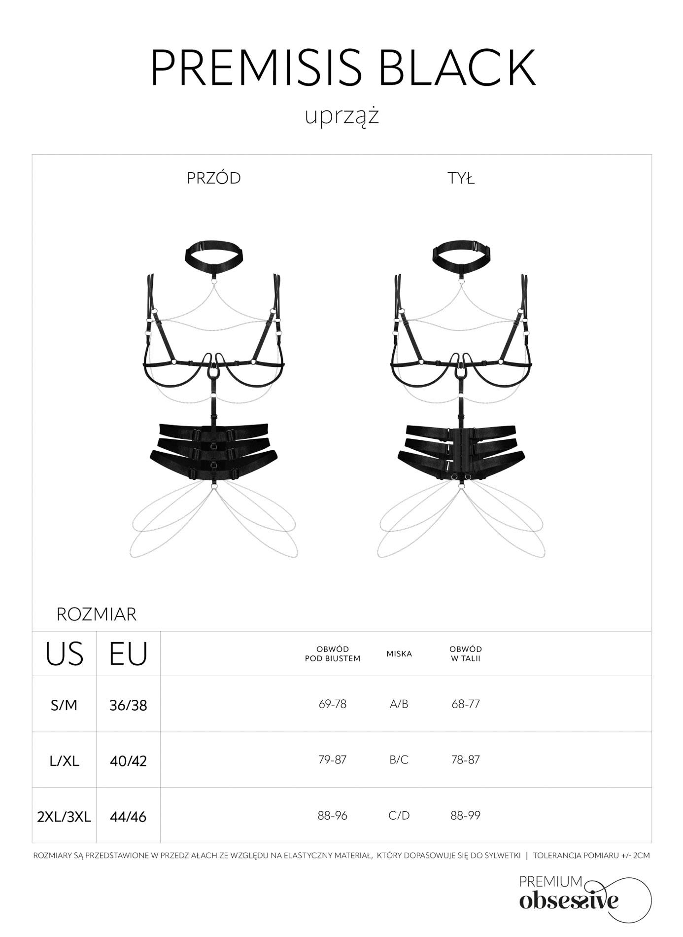 Портупея Obsessive Premisis Black, S/M/L (чорний)