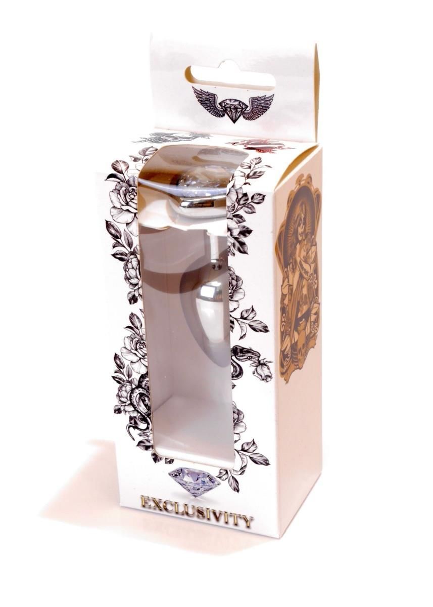 Metalowy korek analny z kryształem Boss Jewellery, 7 cm (przezroczysty)