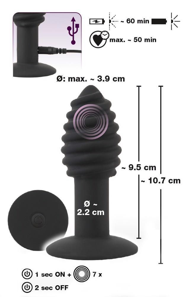Korek analny z wibracją Orion Black Velvets Twist plug, 10,7 cm (czarny)