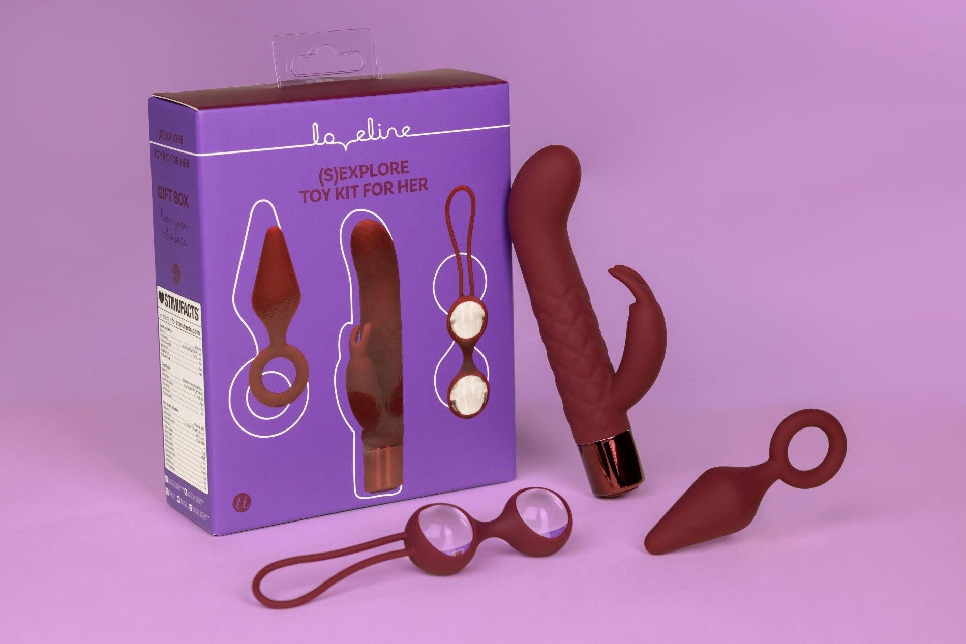 Набор секс-игрушек Loveline (S)explore Toy Kit for Her, 3 шт (бордовый)
