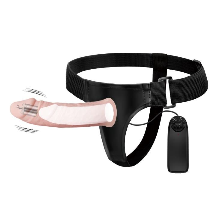 Фалопротез з вібрацією Baile Ultra Passion Harness, 15,5 см (тілесний)