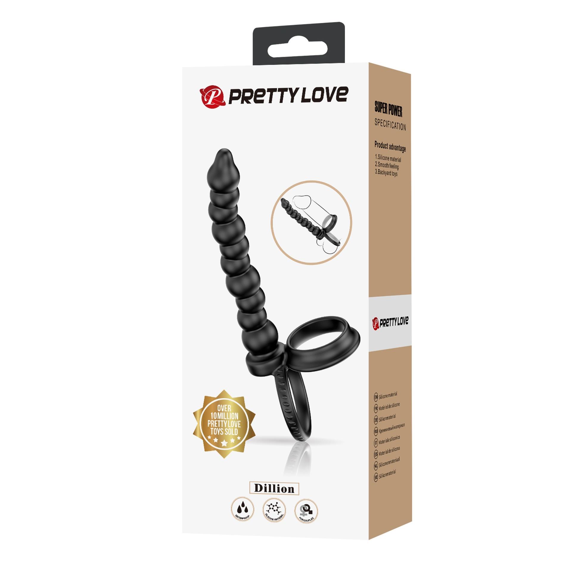 Насадка для двойного проникновения Pretty Love Dillion, 19 см (черный)