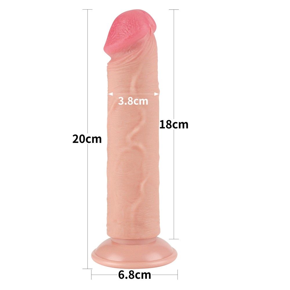 Фаллоимитатор Lovetoy Sliding Skin Dual Layer Dong 8", 20 см (телесный)