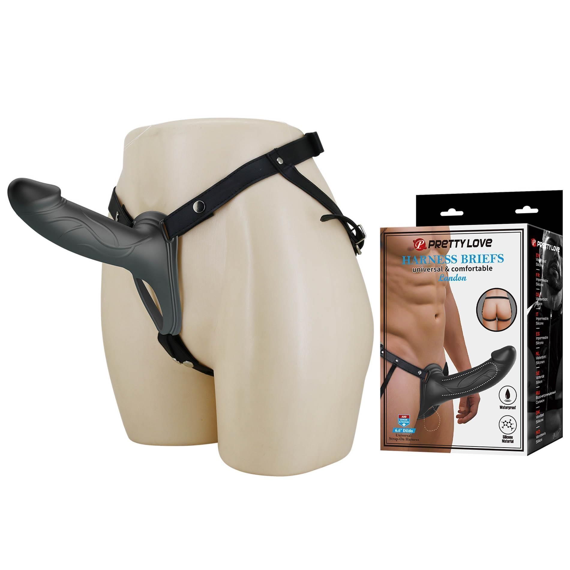 Proteza penisa Pretty Love Strap-On Harness Hollow, 25 cm (czarny)