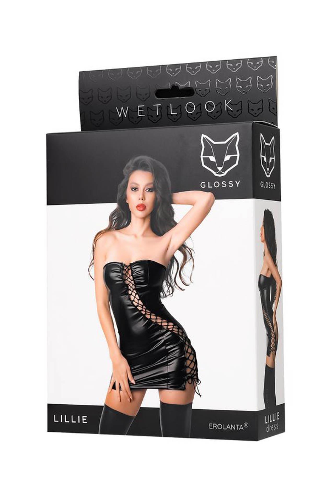 Мини-платье Glossy Wetlook Lillie, S (черный)