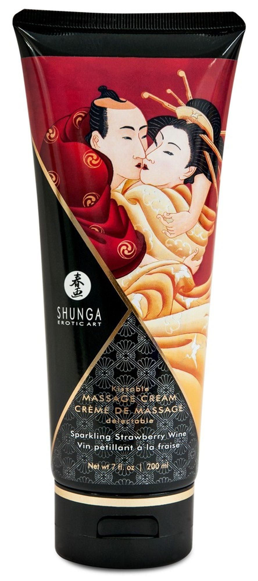 Масажний крем Shunga полуниця з шампанським, 200 мл