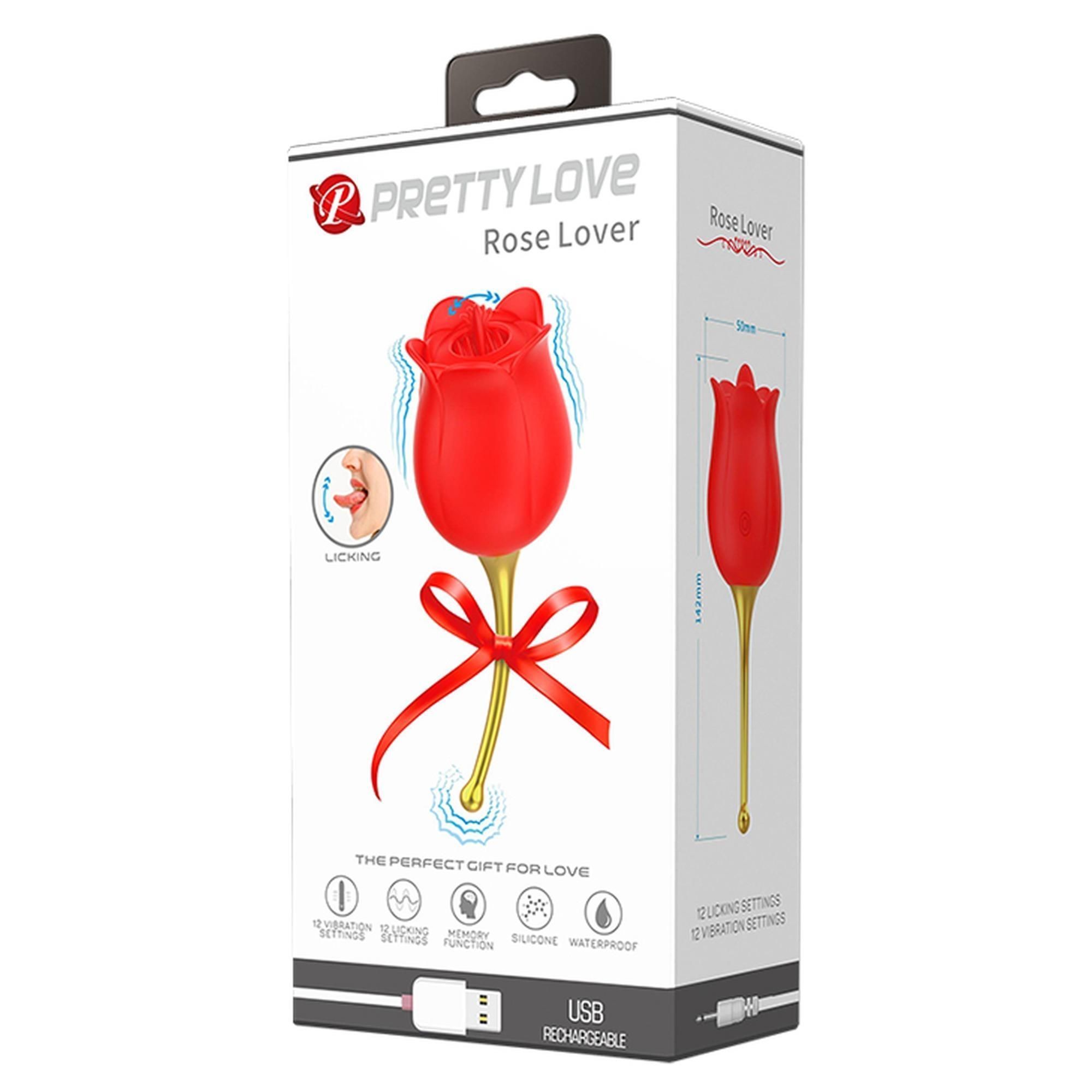 Кліторальний стимулятор Pretty Love Rose Lover Licking Stimulator, 14,2 см (червоний)