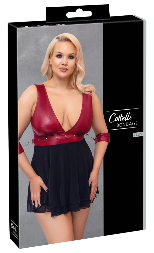 Сорочка Cottelli Bondage Plus Babydoll, 4XL (черный с красным)