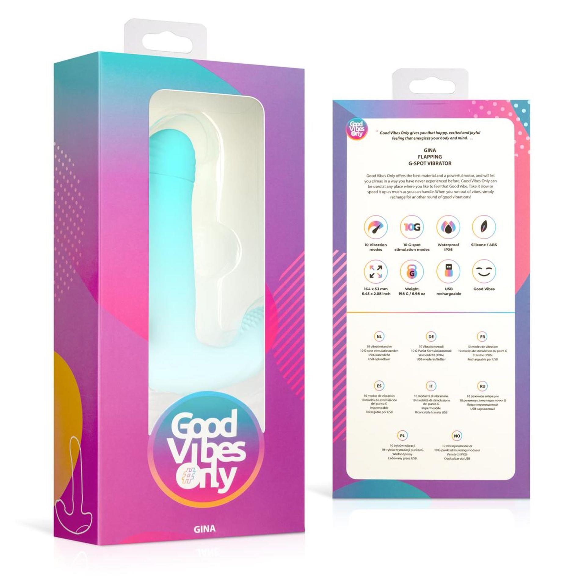 Вибратор Good Vibes Only Gina Flapping, 16.4 см (бирюзовый)