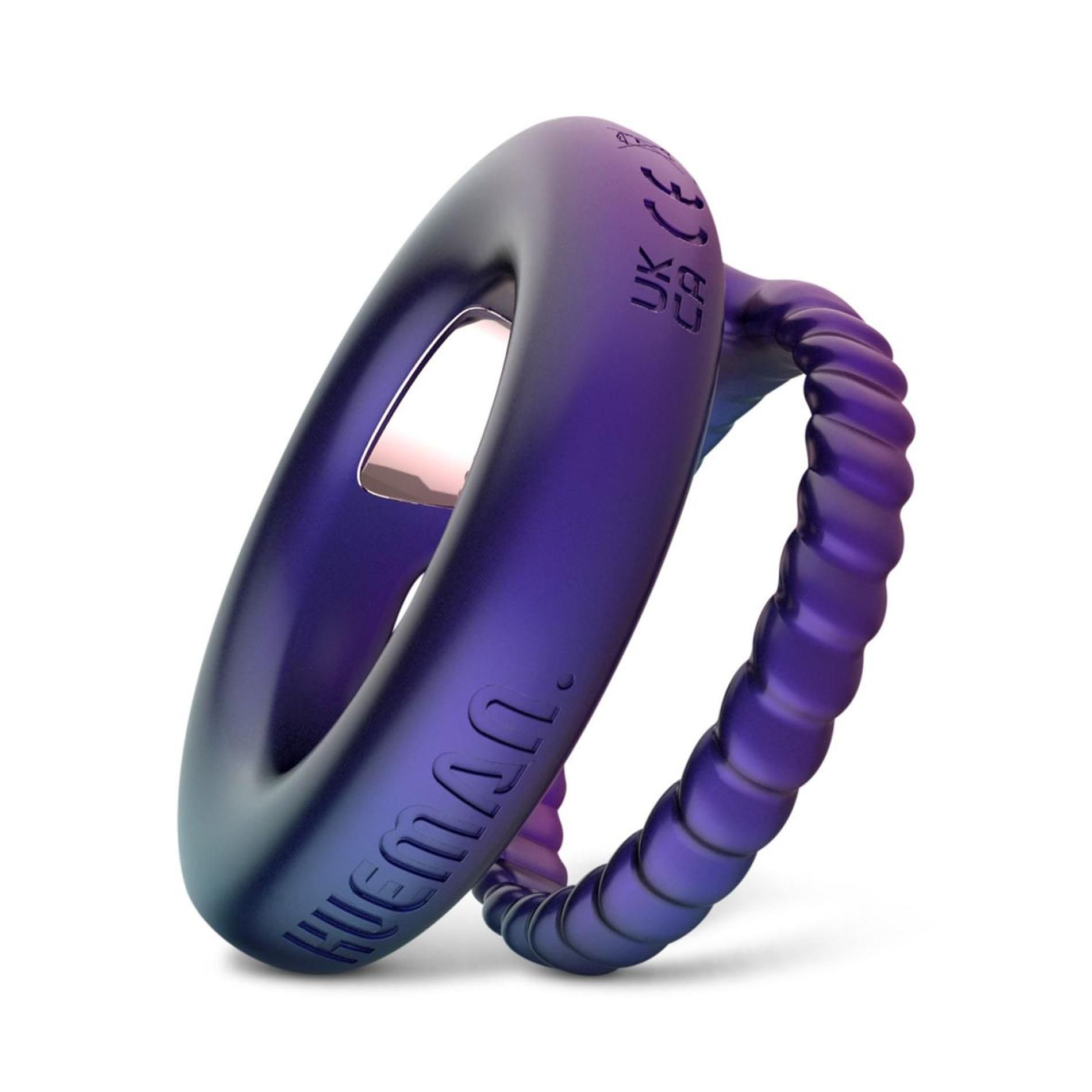Эрекционное кольцо Hueman Jupiter Vibrating Cock and Ball Ring, 3.2 см (фиолетовый)
