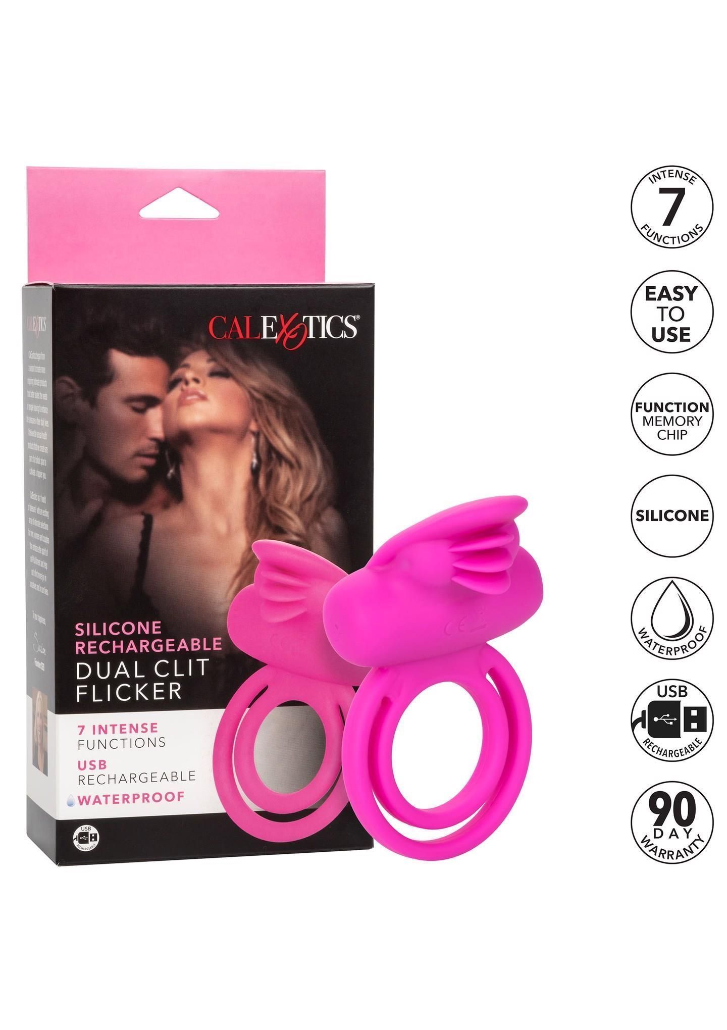 Виброкольцо CalExotics Dual Clit Flicker Enhancer, 6х3.7 см (розовый)