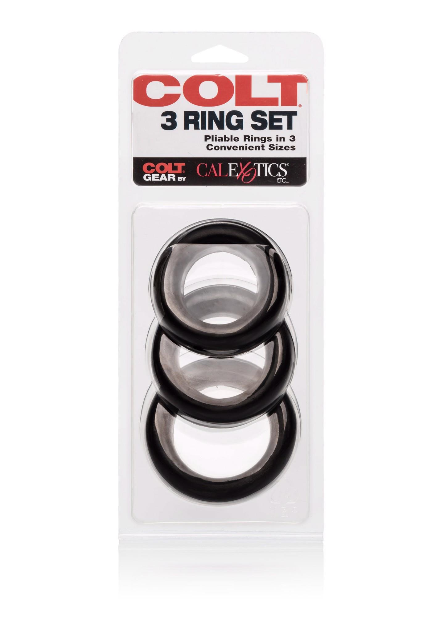 Набор эрекционных колец Calexotics Colt 3 Ring Set, 3 шт (черный)
