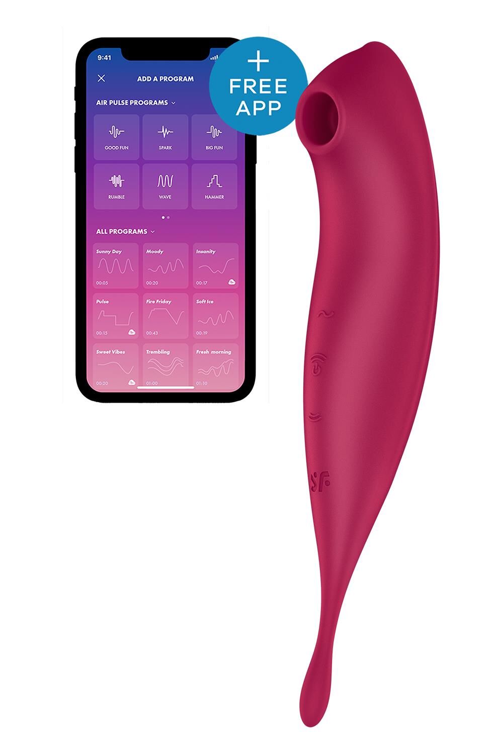 Bezdotykowy stymulator łechtaczki z wibracjami Satisfyer Twirling Pro+ (czerwony)