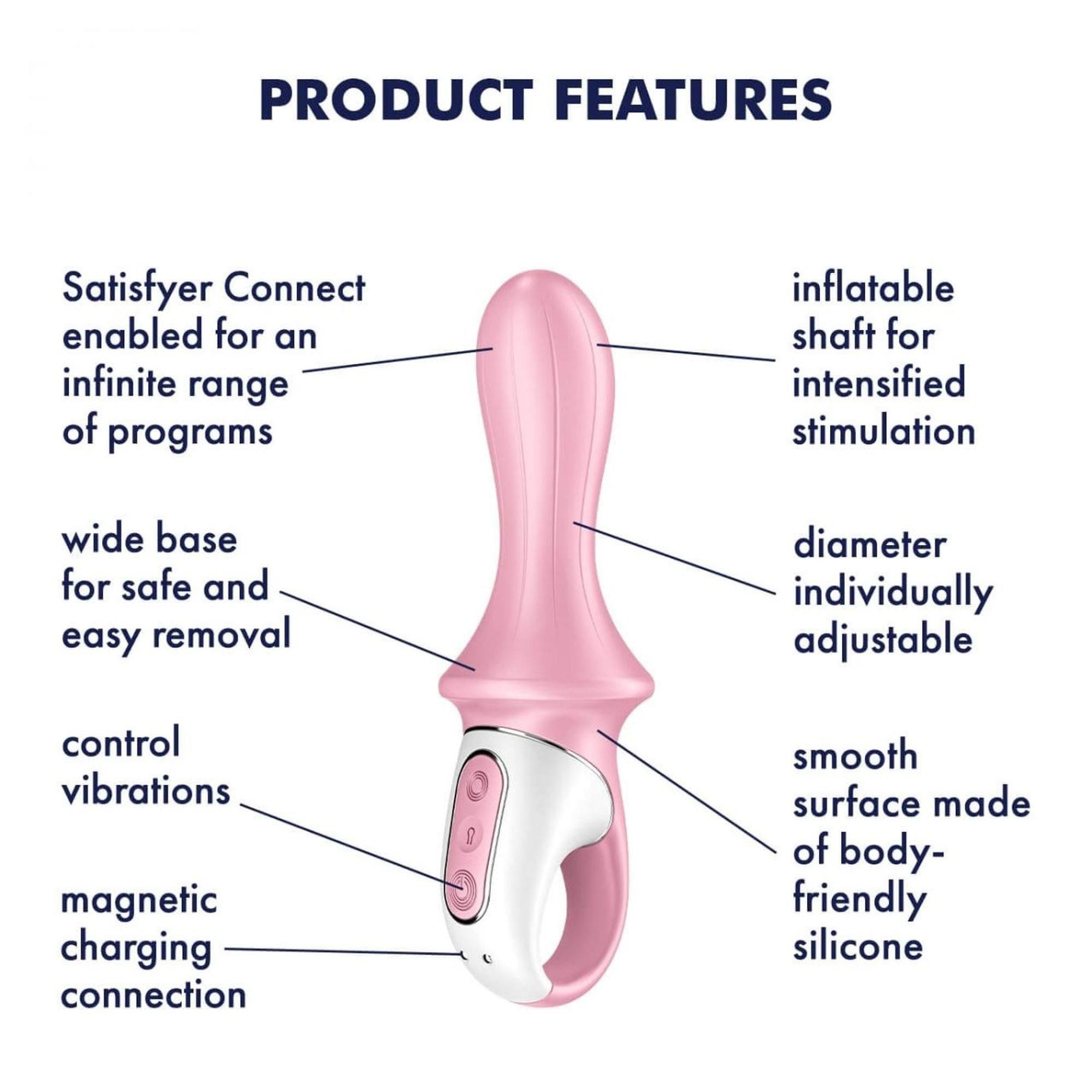 Надувний анальний вібратор Satisfyer Air Pump Booty 5+, 19 см (рожевий)