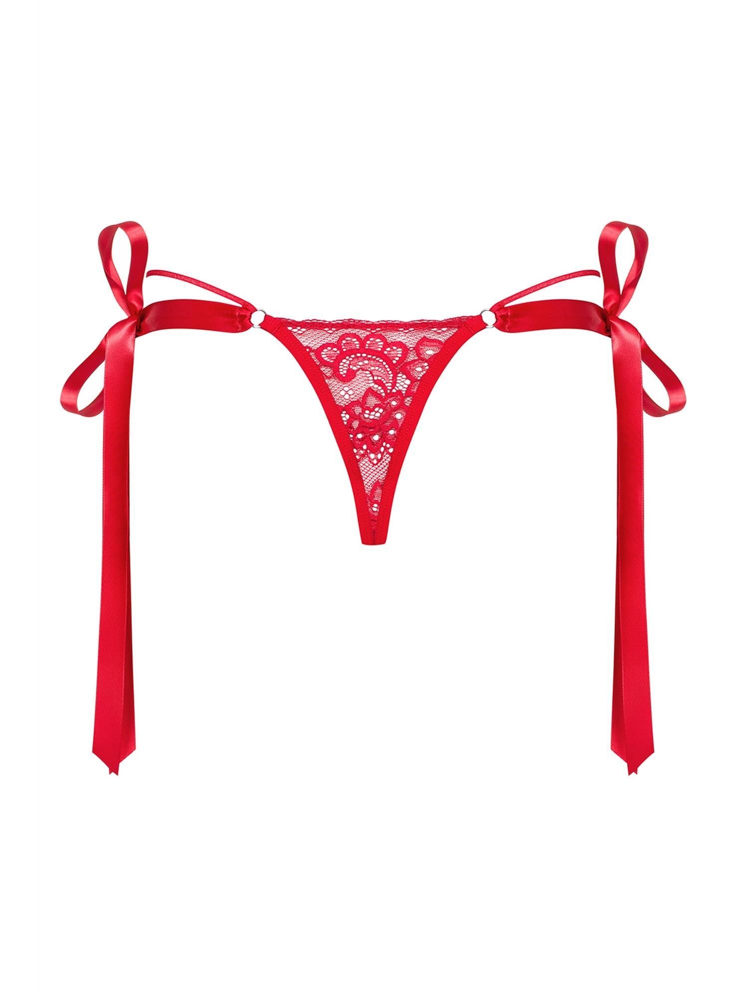 Эротические стринги Obsessive Lovlea, L/XL (красный)