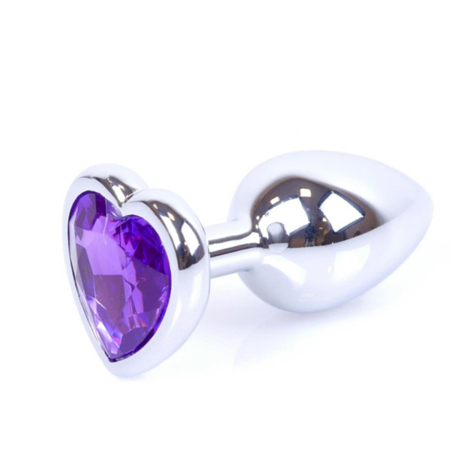 Korek analny B - Series HeavyFun Jewellery Silver Heart, 7 cm (fioletowy)