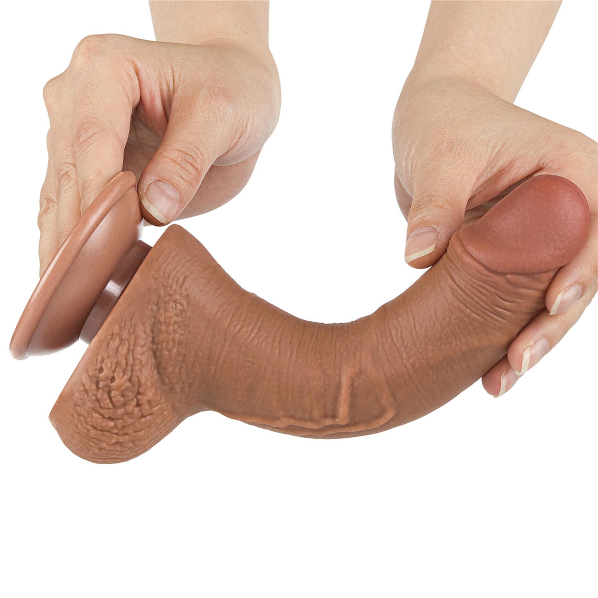 Фаллоимитатор Sliding-Skin Dual Layer Dong 7.5'', 19.5 см (коричневый)