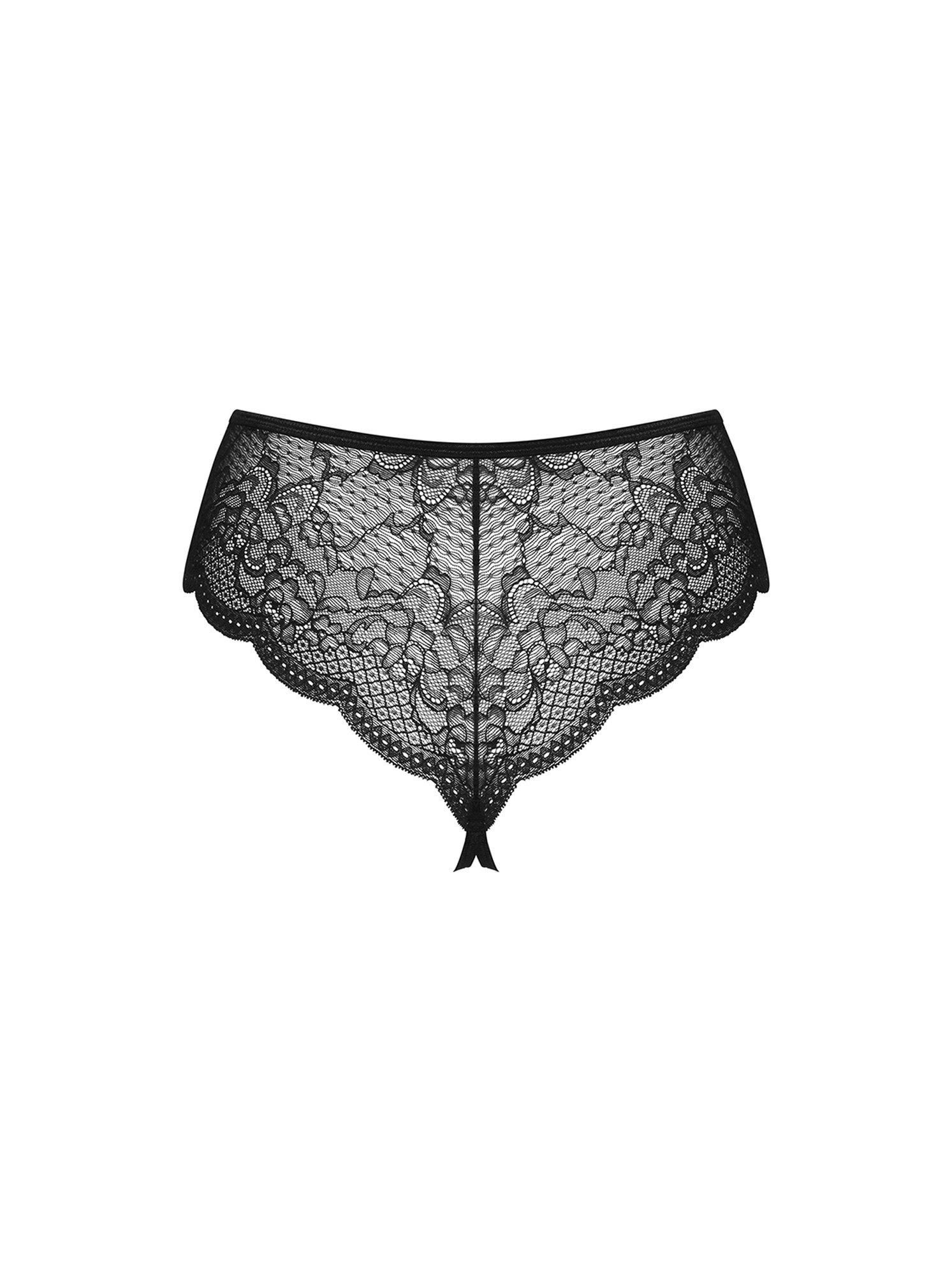 Трусики с открытым доступом Obsessive Pearlove, L/XL (черный)