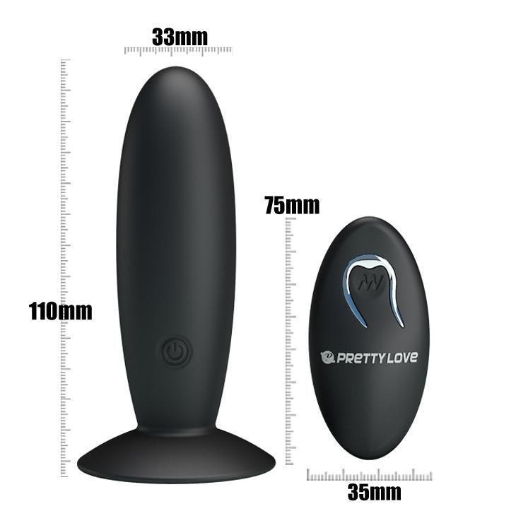 Korek analny Pretty Love Remote Control Vibrating, 11 cm (czarny)