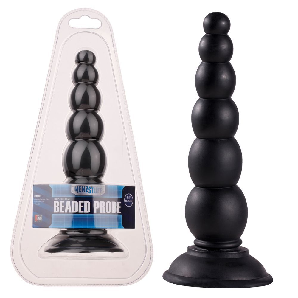 Анальна пробка Menz Stuff Beaded Probe, 16.5 см (чорний)