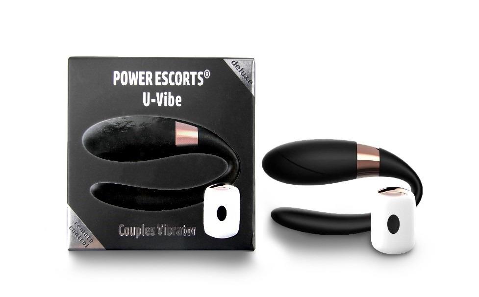 Вібратор для пар Power Escorts U-Vibe, 10 см (чорний)