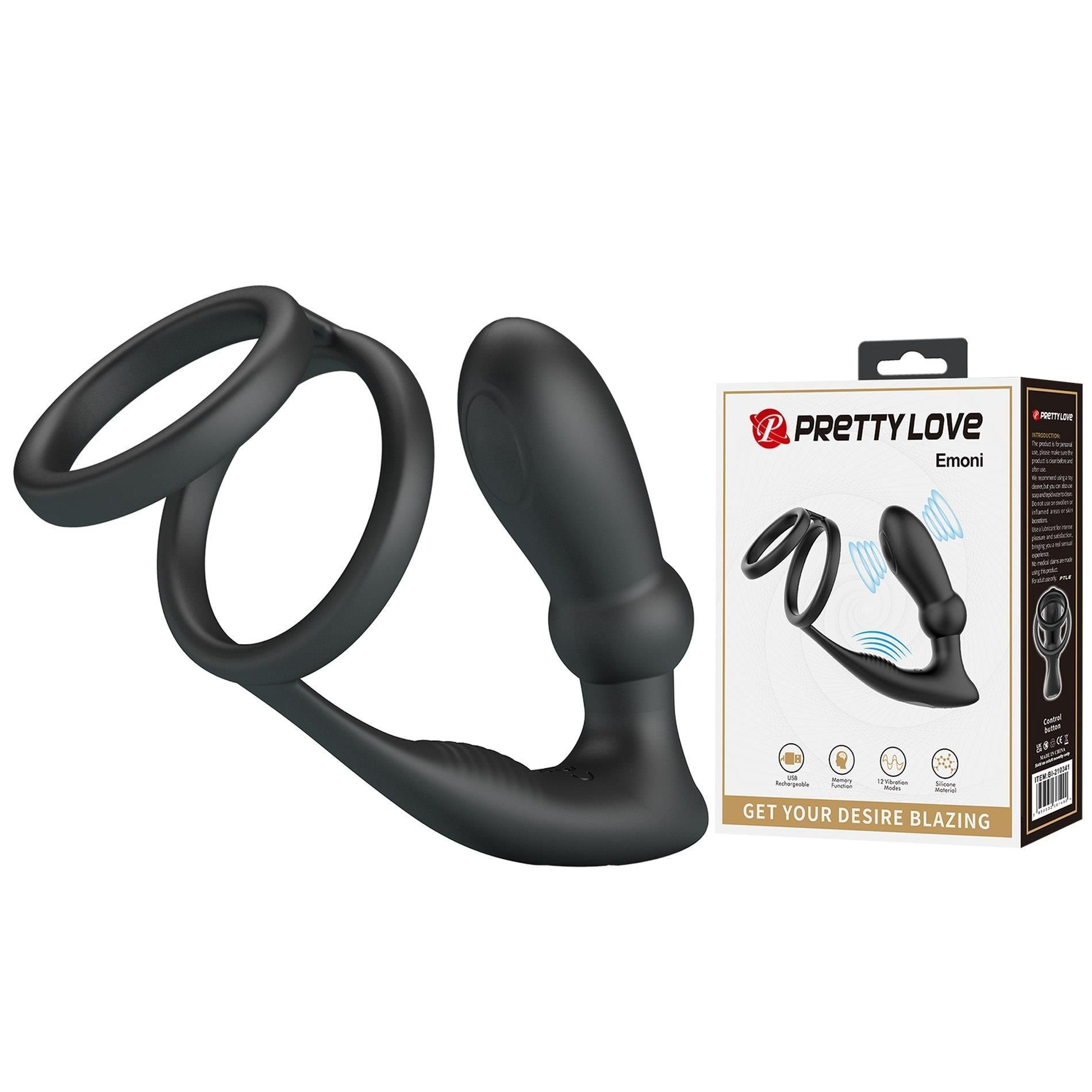 Стимулятор простаты Pretty Love Emoni, 10.2 см (черный)