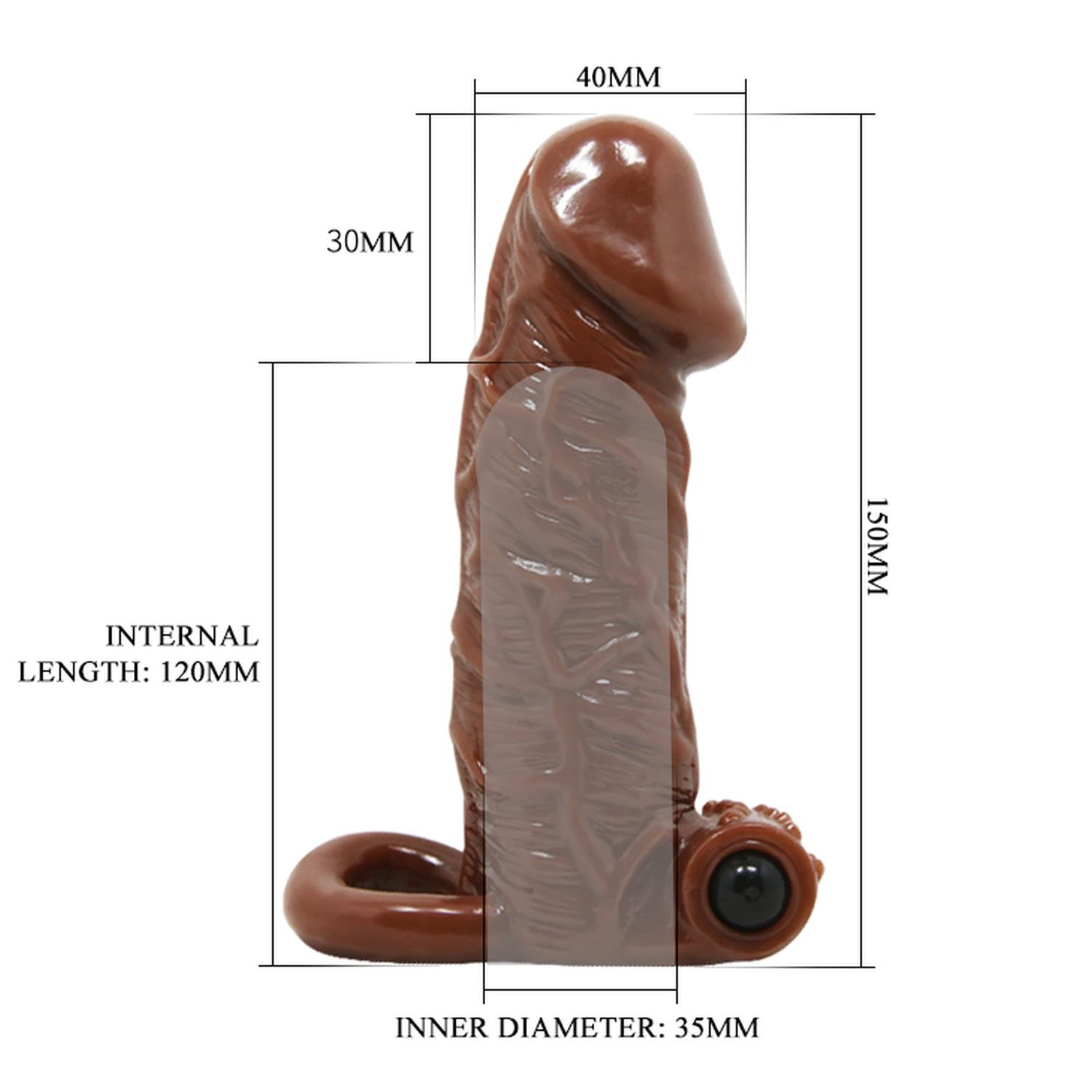 Насадка на пенис Brave Man Vibrating Penis Sleeve Flesh, 15 см (коричневый)