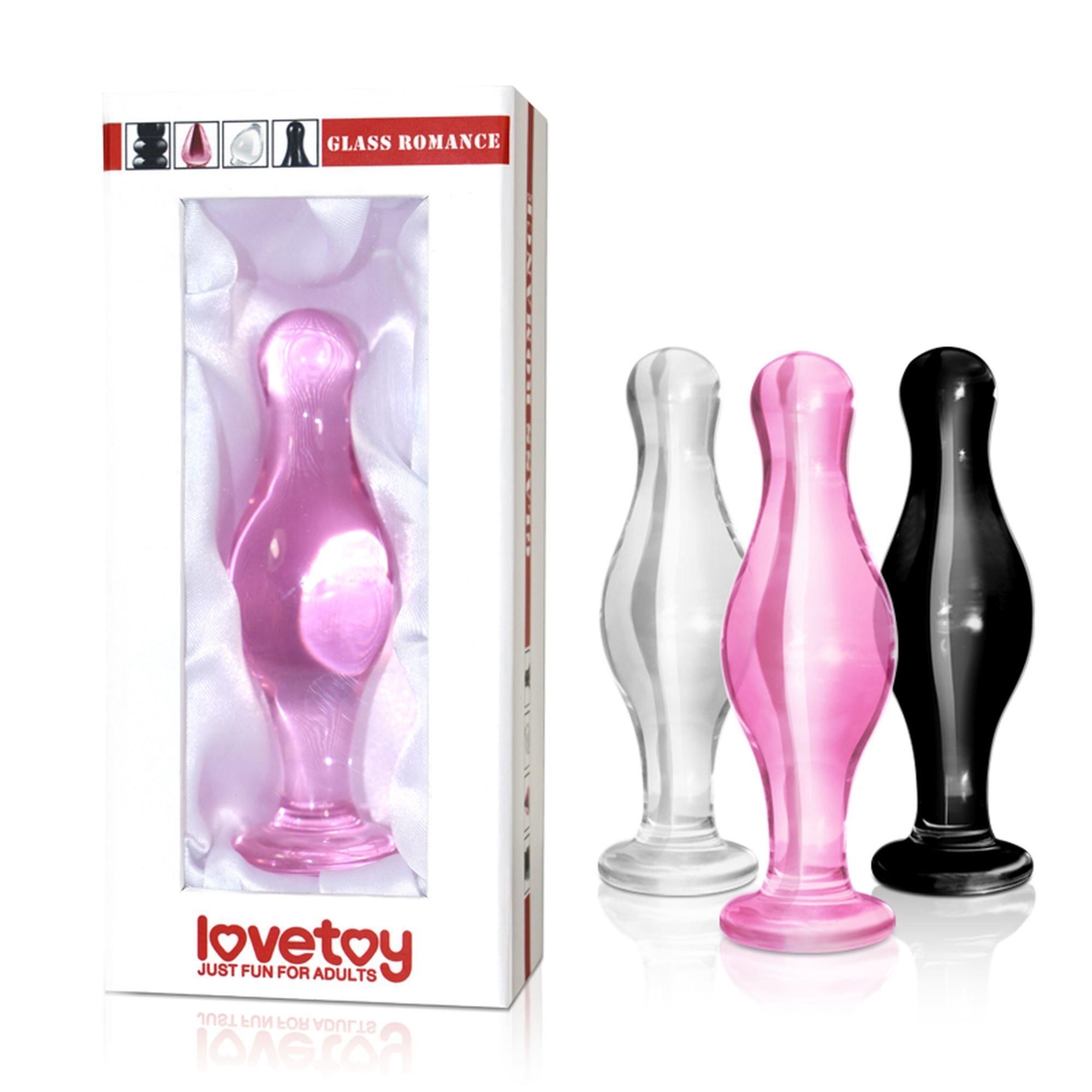 Анальна пробка Love Toy Glass Romance Just Fun 4.5", 11.3 см (чорний)