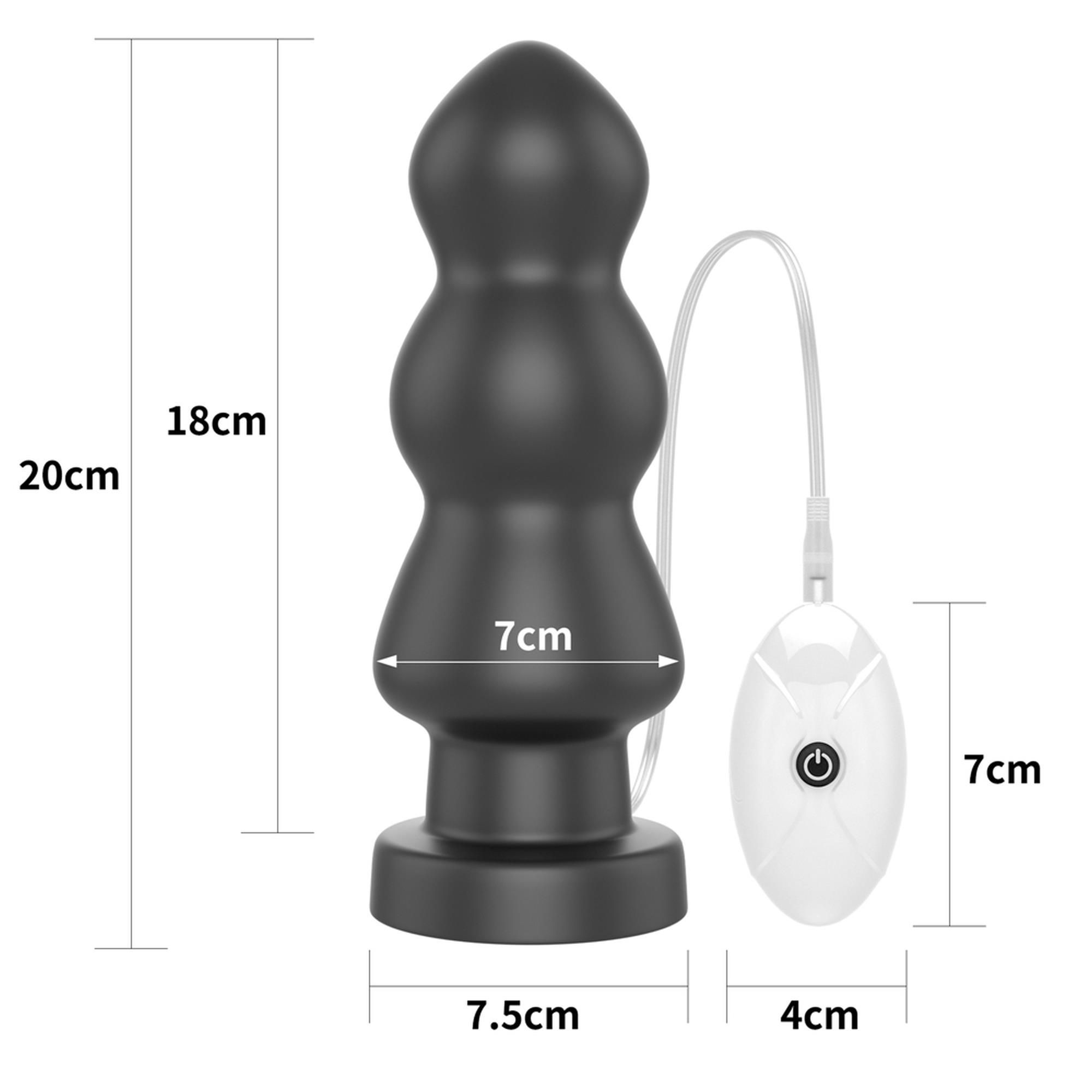 Korek analny LoveToy King Sized Vibrating Anal Rigger, 20 cm (czarny)