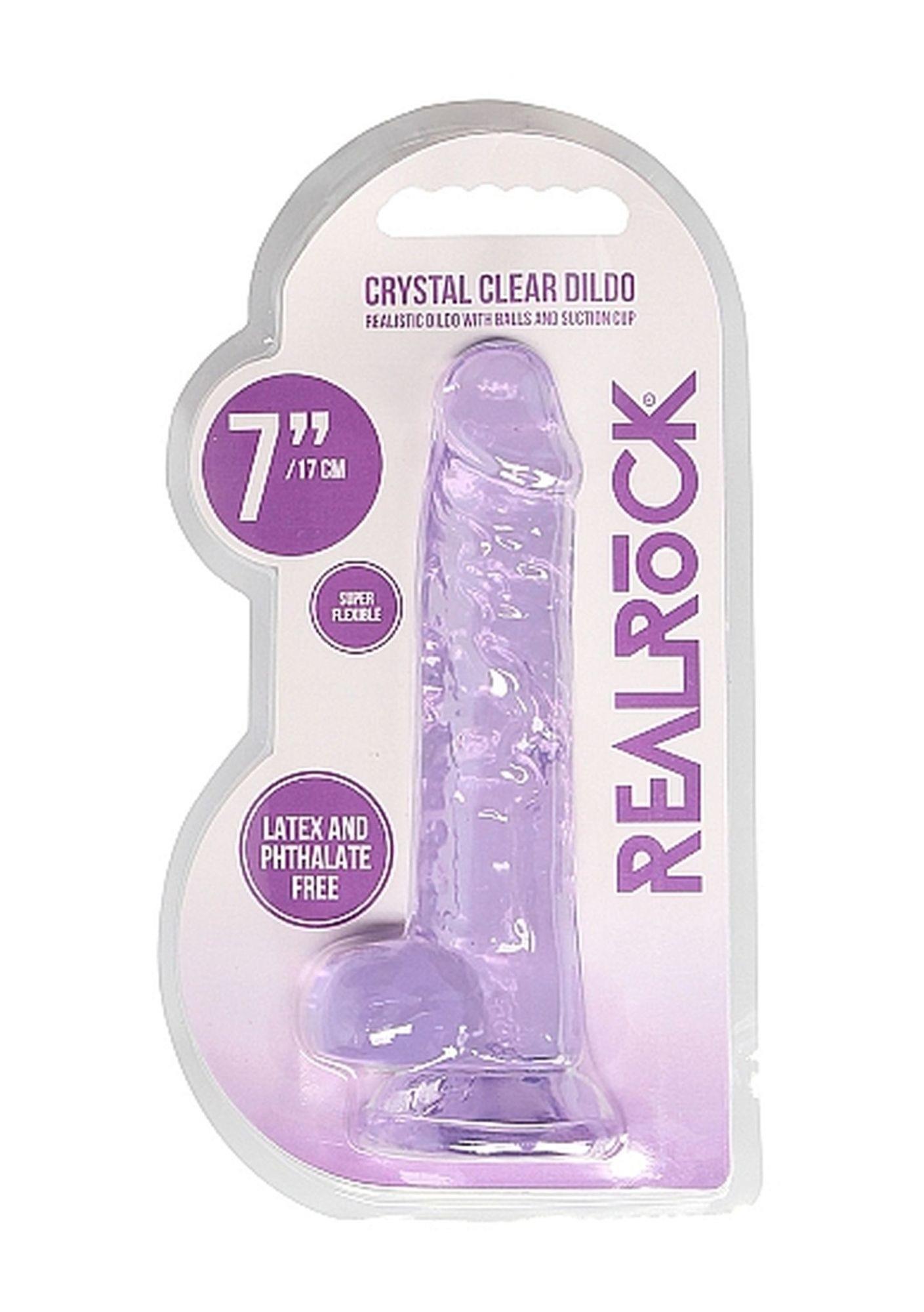 Фаллоимитатор RealRock Crystal Clear 7”, 19 см (фиолетовый)