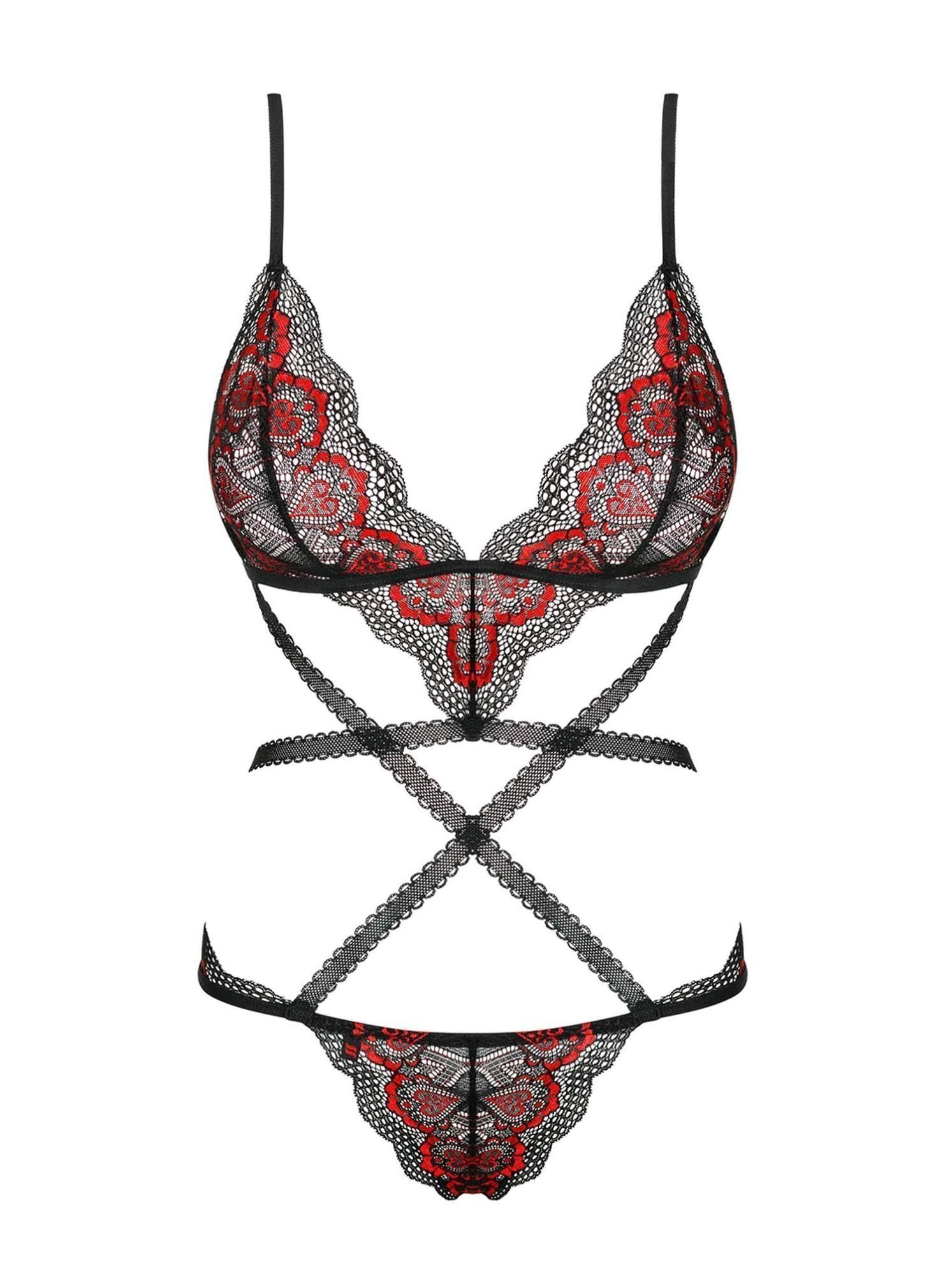 Боди Obsessive Megies Teddy, S/M (черный)