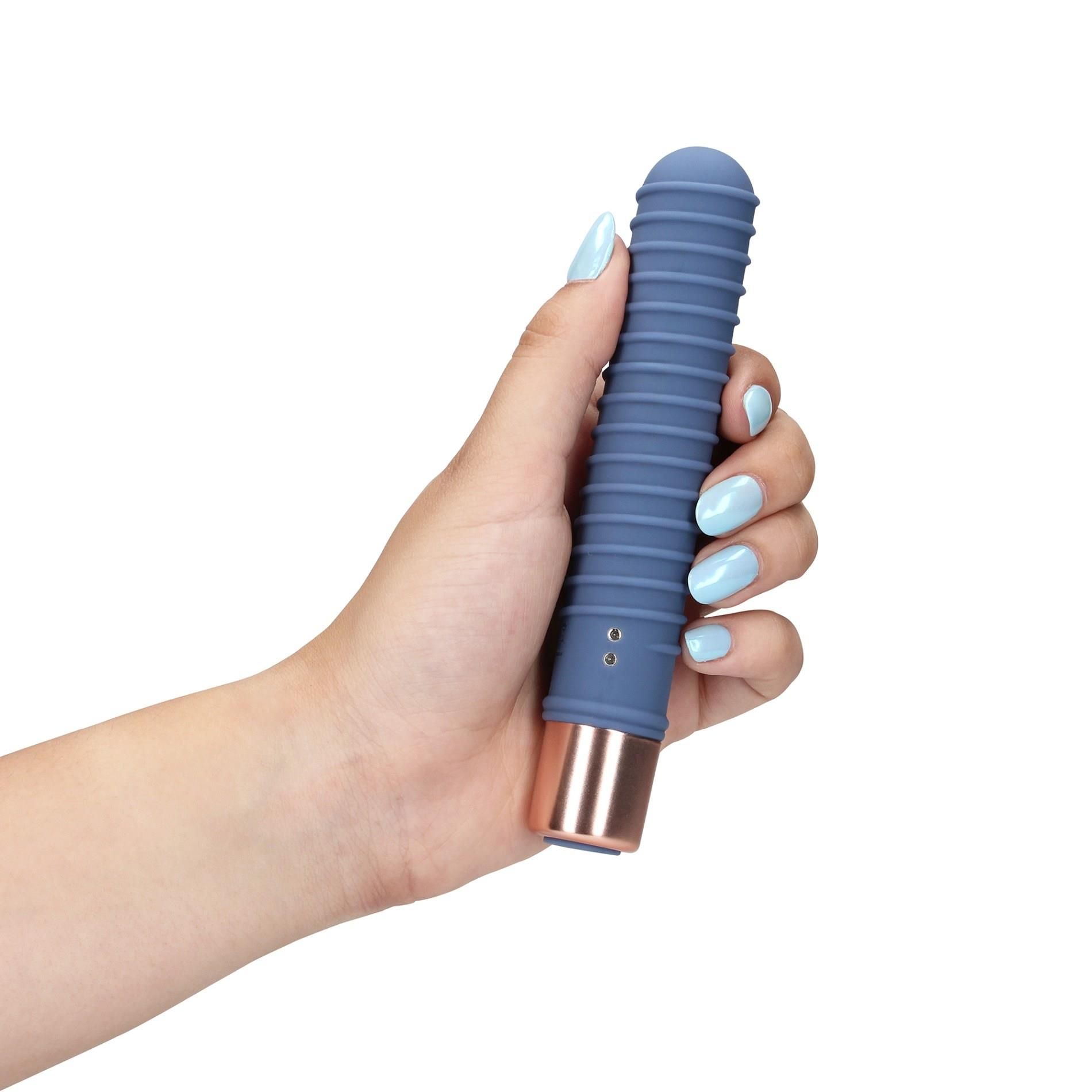 Вибратор Loveline Ribbed Mini, 14.1 см (синий)