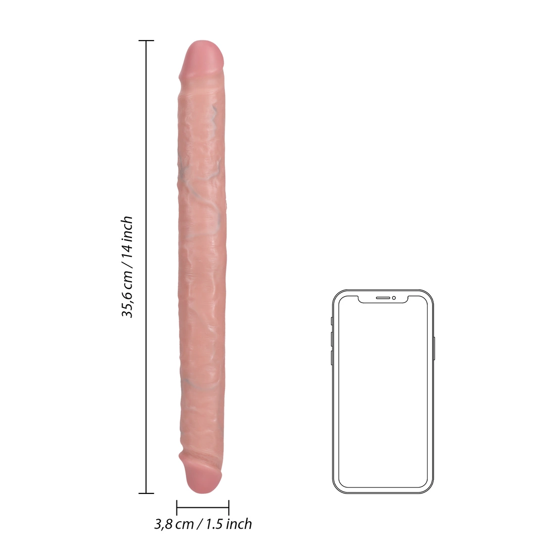 Двухсторонний фаллоимитатор RealRock Double Dong 14", 35.6 см (телесный)