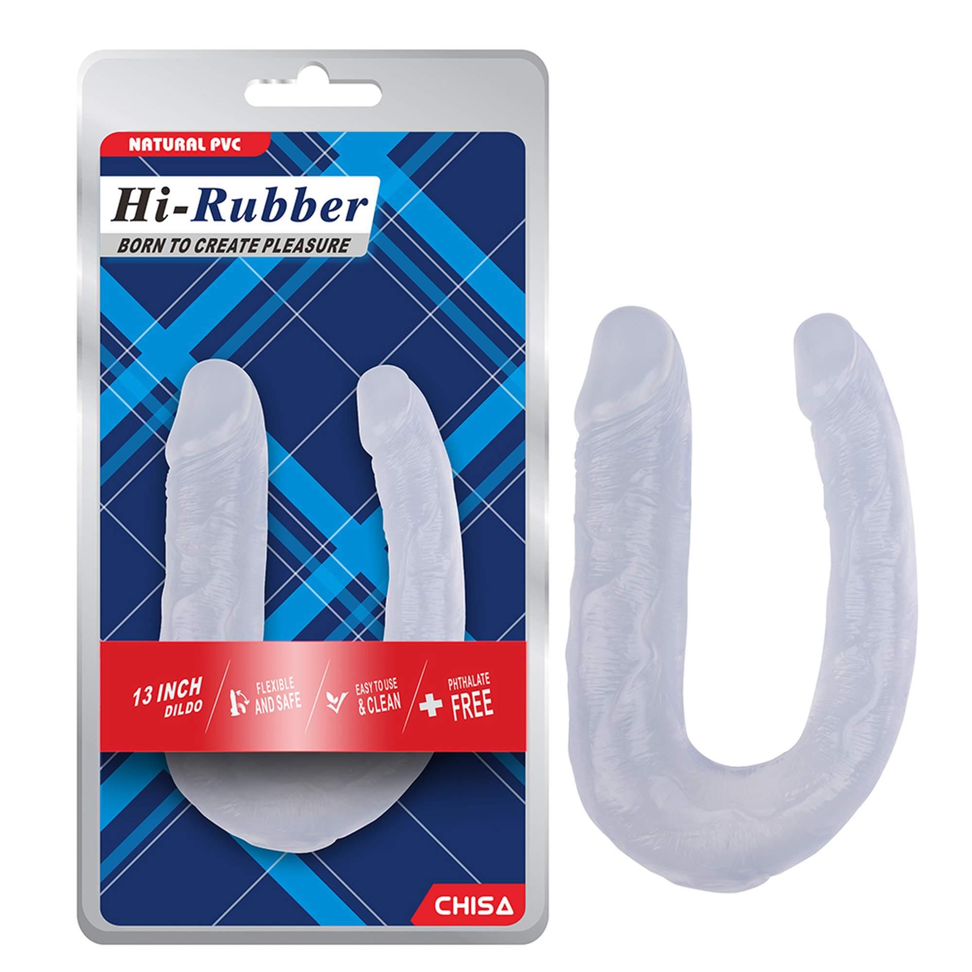 Двухсторонний фаллоимитатор Hi-Rubber Born To Create Pleasure 13 Inch, 34 см (прозрачный)