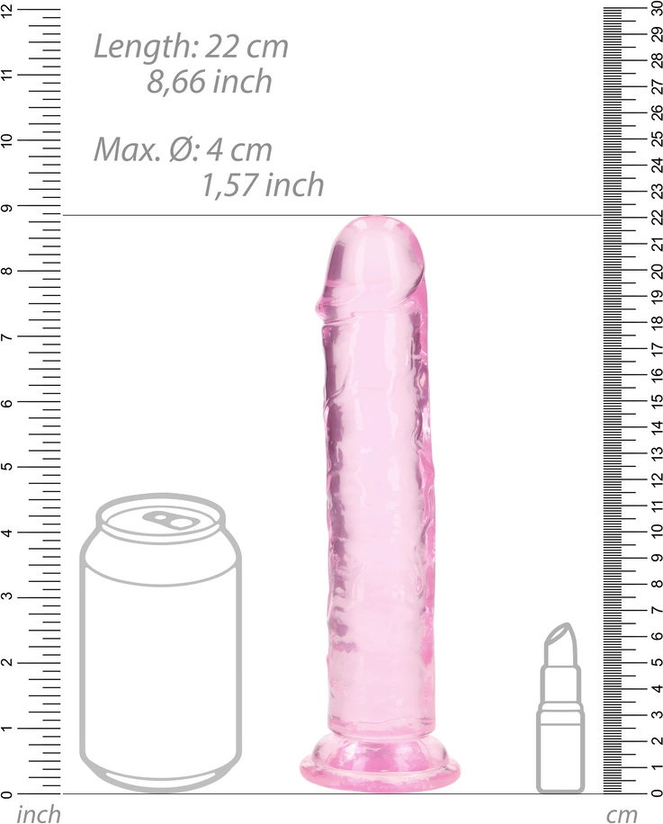 Фаллоимитатор RealRock Crystal Clear, 22 см (розовый)