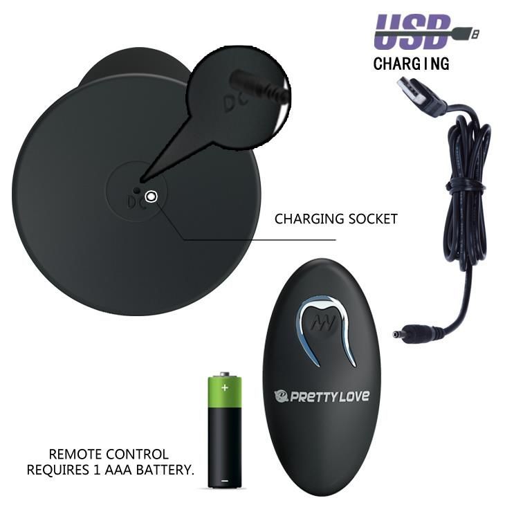 Анальна пробка Pretty Love Remote Control Vibrating, 11 см (чорний)