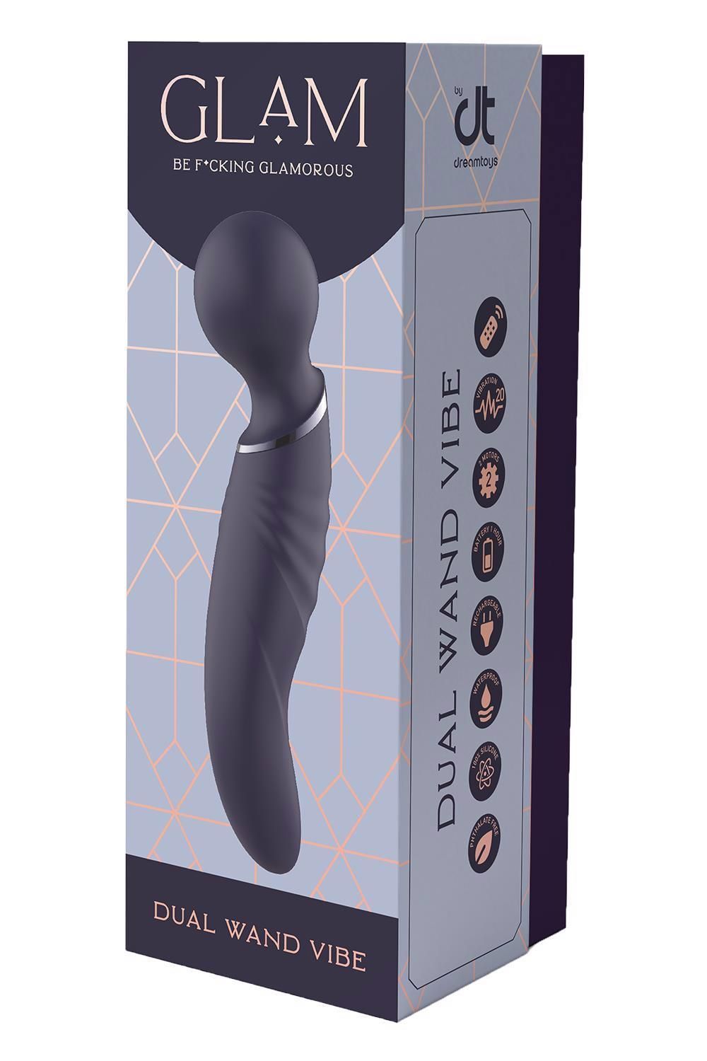 Вибромассажер Glam Dual Wand Vibe, 21.5 см (синий)