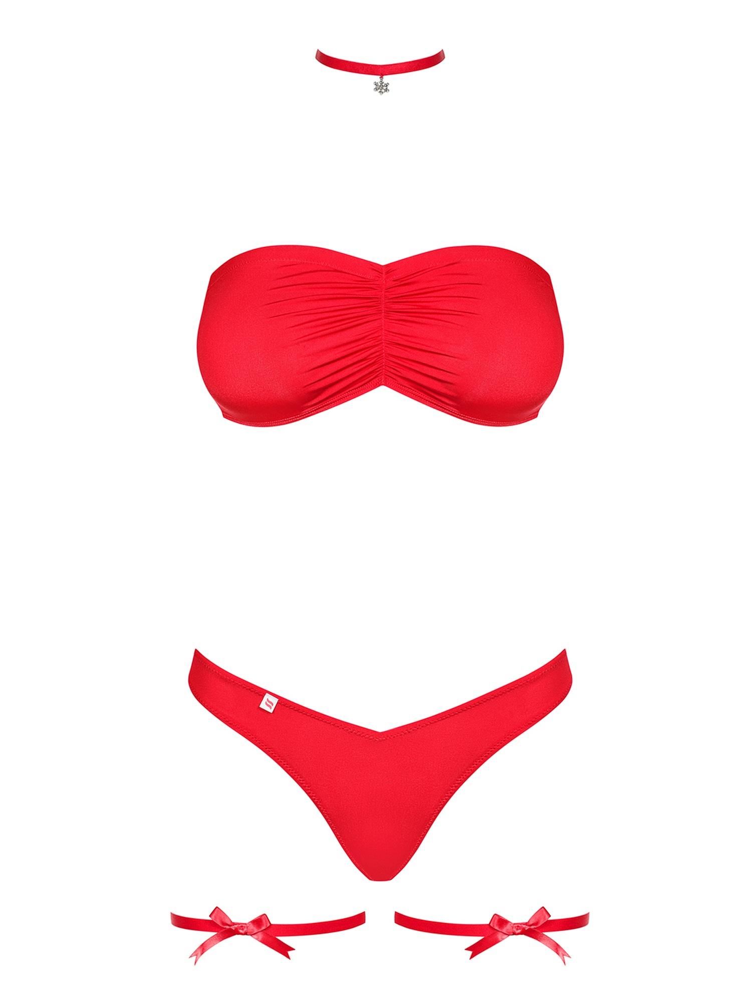 Комплект белья Obsessive Kissmas, S/M (красный)